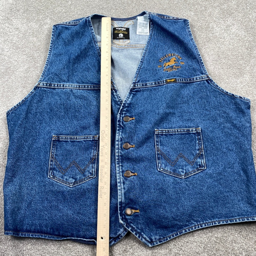 Wrangler Yellowstone Dutton Ranch Denim Vest Men's XXL Blue Embroidered USA - Picture 6 of 11